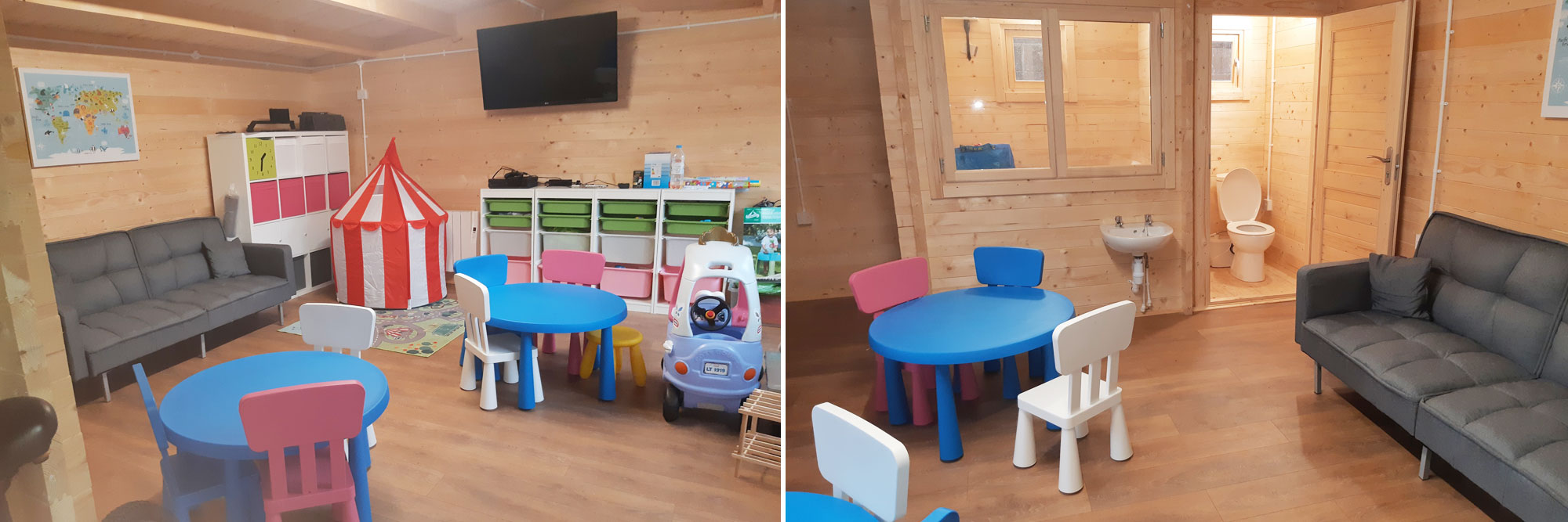 Image of inside of children's playhouse cabin